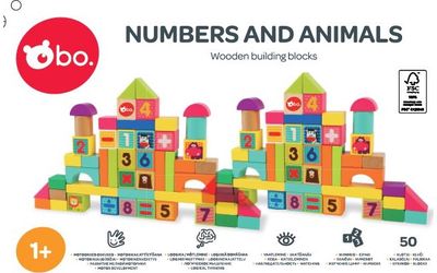 Medinės kaladėlės BO. Skaičiai ir gyvūnai