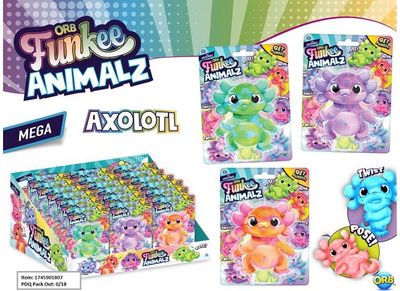 Antistresinis žaislas ORB Funkee Animalz Axolotl Mega įv. rūšys, 1 vnt.