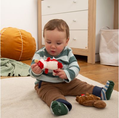 Pliušinis barškutis SIGIKID lapiukas 9,5 cm.