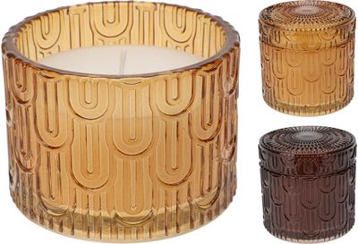 Žvakė stiklainėlyje GLASS, įv.spalvos, 8 cm