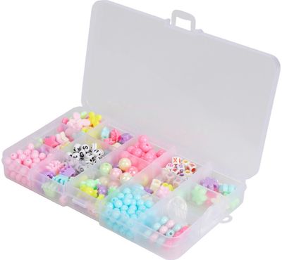 Kūrybinis karoliukų rinkinys BEAD SET IN TRANSPARENT PLASTIC BOX