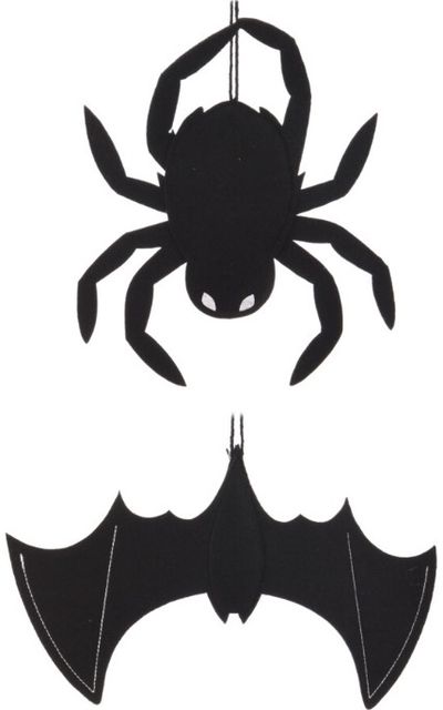 Pakabinama dekoracija HALLOWEEN SPIDER/BAT iš veltinio, 26x22 cm