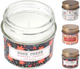 Žvakė stikliniame indelyje GOOD CHEER, įv.rūšys, 13 cm
