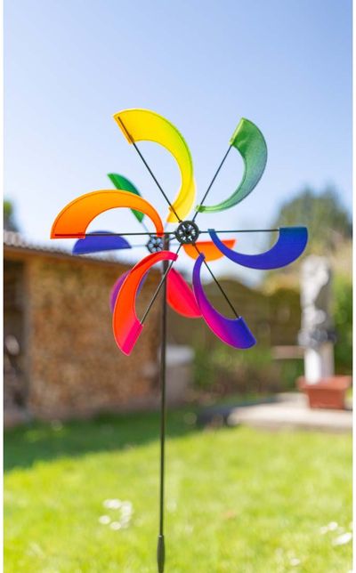 Lauko vėjo malūnėlis WINSPIRATION Design Line Windmill Rainbow Swirl 120 cm.