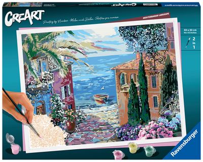 Tapyba pagal numerius RAVENSBURGER CREART Mediterranean landscape 40 x 30 cm 20 x20 cm.