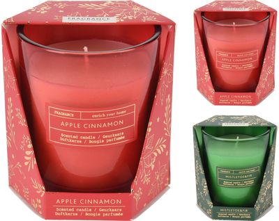 Žvakė stiklainėlyje APPLE CINNAMON/MISTLETOE , įv.rūšys, 6 cm