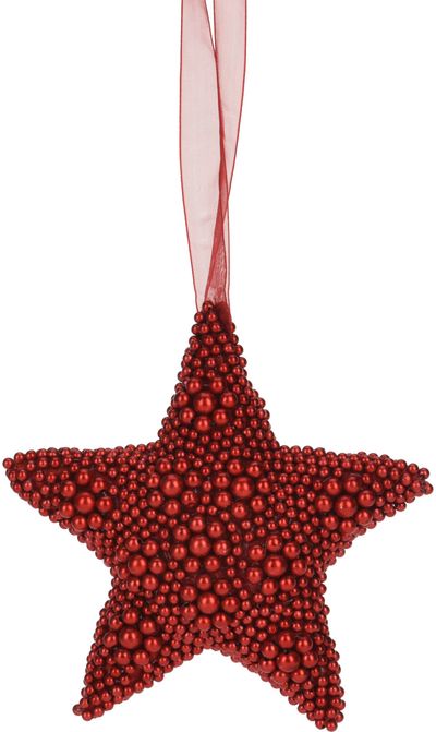 Pakabinama dekoracija STAR BEADS RED, 15 cm
