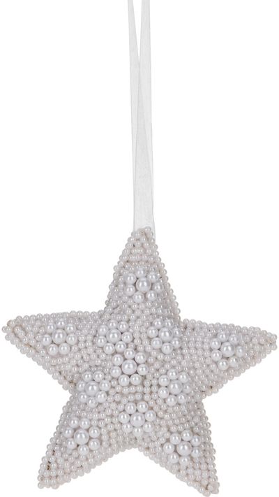 Pakabinama dekoracija STAR BEADS WHITE, 15 cm
