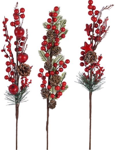 Dekoro šakelė BERRY WITH SNOW, įv.rūšys, 55cm