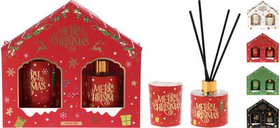 Dovanų rinkinys XMAS HOUSE (namų kvapas+žvakė), 40ml+50g
