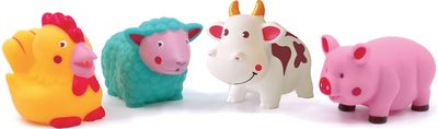Maudynių žaislų komplektas LUDI ūkio gyvūnai, 4 vnt.