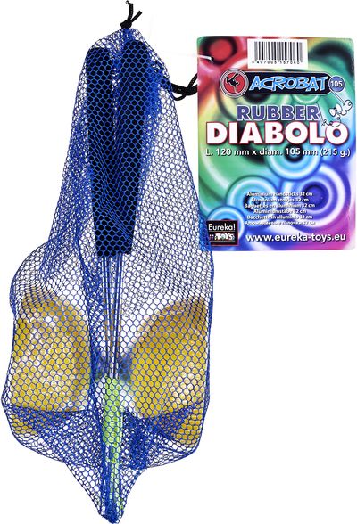 Komplektas Acrobat 105 Guminis Diabolo Geltonas + aliumininėsi lazdos