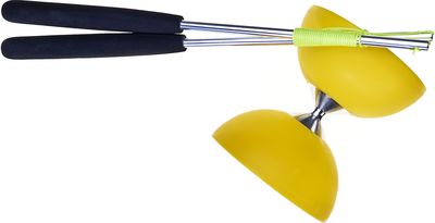 Komplektas Acrobat 105 Guminis Diabolo Geltonas + aliumininėsi lazdos