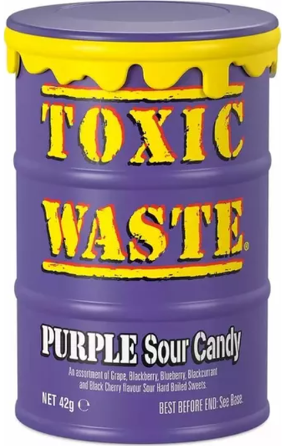 Rūgštūs saldainiai TOXIC WASTE (PURPLE DRUM), 42g