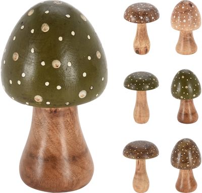Dekoracija MUSHROOM WOOD, įv.rūšys, 9x15 cm