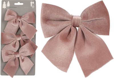 Dekoracija BOW VELVET OLD PINK, 3vnt.