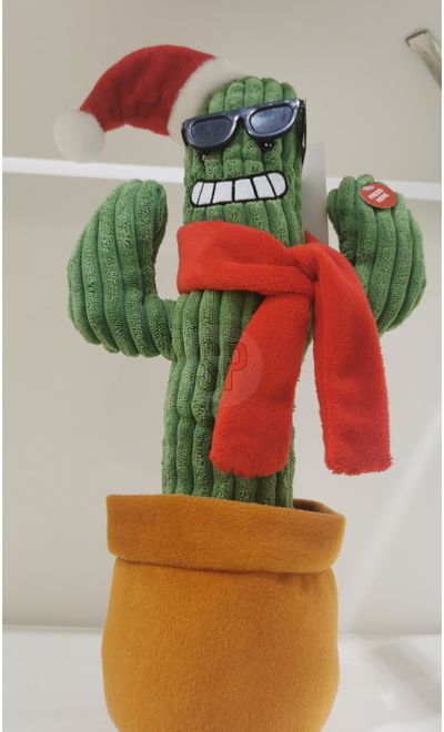 Šokantis ir grojantis žaislas XMAS PLUSH CACTUS 37CM
