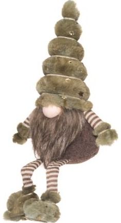 Kalėdinė dekoracija GNOME GREEN HATTED SITTING, 40 cm