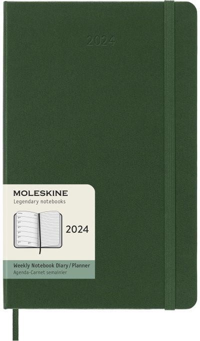 Darbo knyga 2024 MOLESKINE 13x21cm, savaitės, tamsiai žalios minkštas viršelis