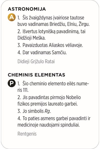 Stalo žaidimas AUKSINIS PROTAS. Užuominos