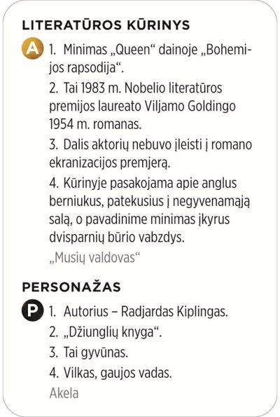 Stalo žaidimas AUKSINIS PROTAS. Užuominos