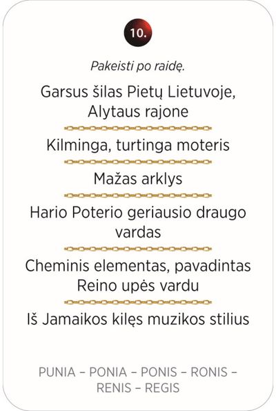 Stalo žaidimas AUKSINIS PROTAS. Užuominos