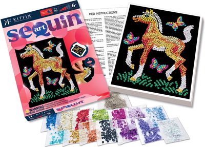 KITFIX DIY Sequin Art raudonasis rinkinys Kumelė Frėja