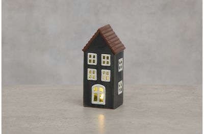 Žvakidė-žibintas HOUSE BLUE su LED, 17 cm