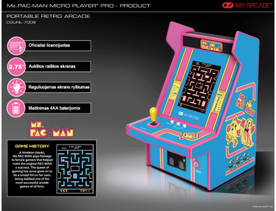 Nešiojama žaidimų konsolė MY ARCADE Micro Player Ms.Pac-Man