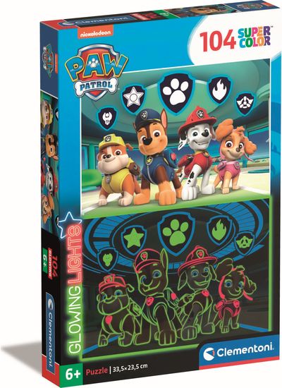 Dėlionė CLEMENTONI GLOWING - PAW PATROL 104 det.