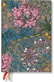 Darbo knyga PAPERBLANKS 18mėn. 2024 liepa - 2025 gruod. Morris Pink Honeysuckle, MIDI, HOR, flexi