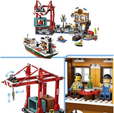 LEGO City Pajūrio Uostas Su Krovininiu Laivu 60422L