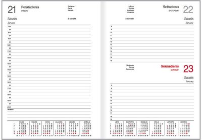 Darbo knyga MANAGER A5 2026 flower (diena puslapyje)