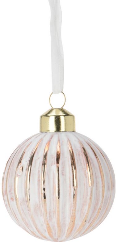Eglutės burbulas XMAS GLASS WHITE/GOLD, 6 cm