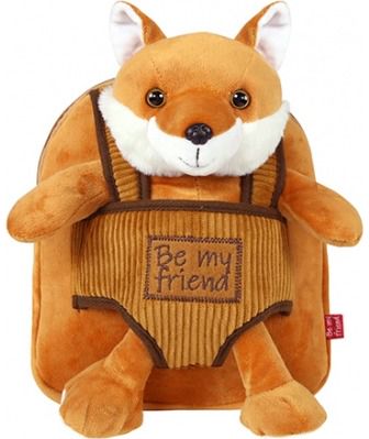 Vaikiška dvipusė kuprinė Perletti Fanny Fox, su pliušiniu žaislu, 25 cm