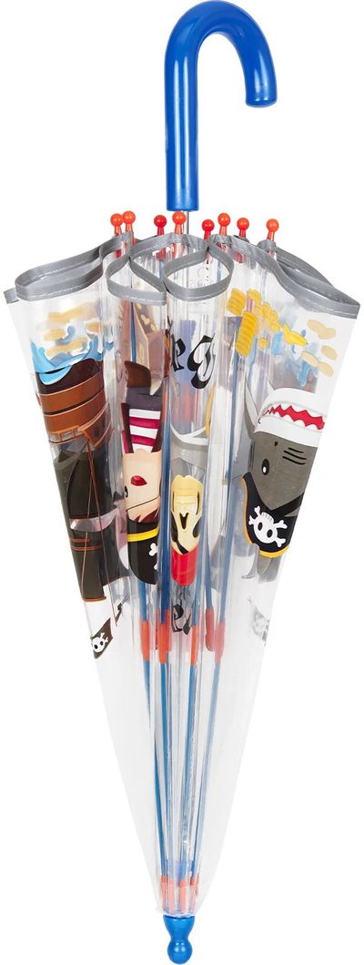 Vaikiškas skėtis Perletti Pirate, ilg., atspindintis šviesą, skaidrus, dm.-64 cm