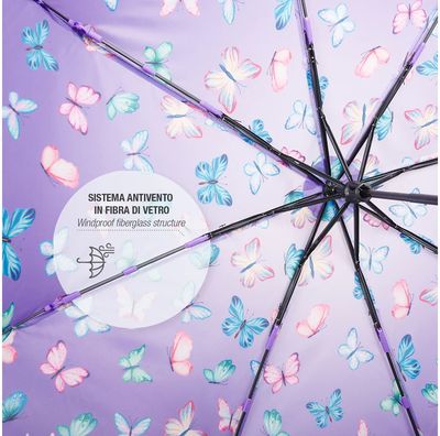 Vaikiškas skėtis Perletti Butterflies, tr., atspindintis šviesą, skaidrus, dm.-91 cm