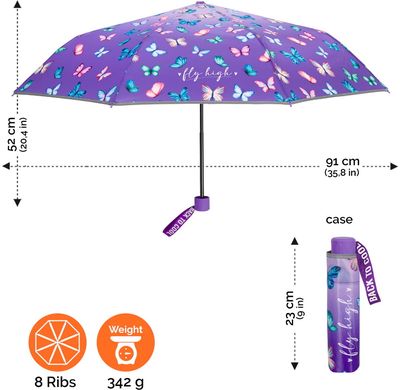 Vaikiškas skėtis Perletti Butterflies, tr., atspindintis šviesą, skaidrus, dm.-91 cm