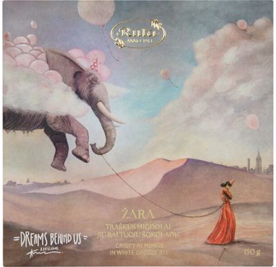 Traškūs migdolai su baltuoju šokoladu „Žara“. DREAMS BEHIND US, 150 g   