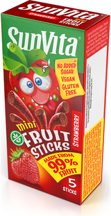 SUNVITA VAISIŲ JUOSTELĖS braškių skonio, 5 x 15g