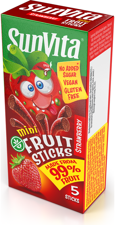 SUNVITA VAISIŲ JUOSTELĖS braškių skonio, 5 x 15g