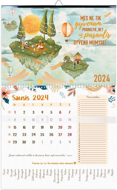 Sieninis kalendorius 2024 MŪSŲ PASAULIAI