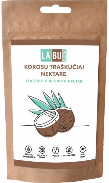Kokosų traškučiai nektare LABU, 50 g.