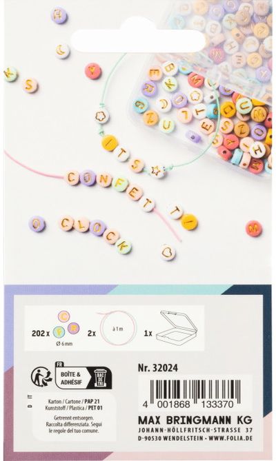 Karoliukų rinkinys FOLIA RAIDĖS pastel perlai