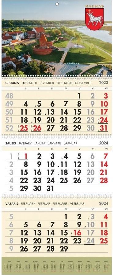 Sieninis kalendorius 2024 3 dalių KAUNAS SK3