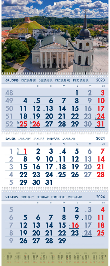 Sieninis kalendorius 2024 3 dalių VILNIUS SK3