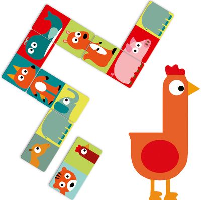 Stalo žaidimas DJECO Domino Animo-puzzle