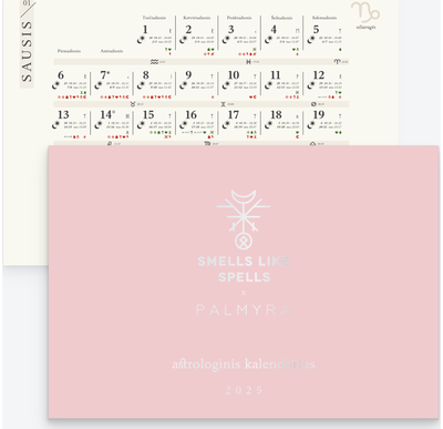 Astrologinis kalendorius 2025 SMELLS LIKE SPELLS X PALMYRA