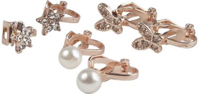 Auskarai BOUTIQUE Dazzle Clip On Earrings, 3 rinkiniai