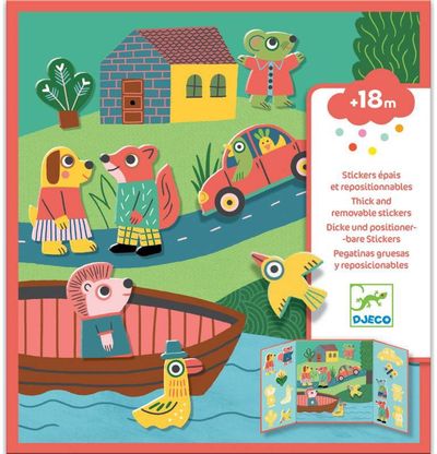 Daugkartinių lipdukų žaidimas DJECO Removable stickers Animals